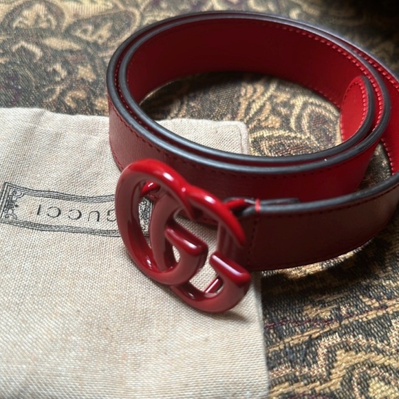 Red Kids Size Large Gucci Belt - Picture 2 of 7